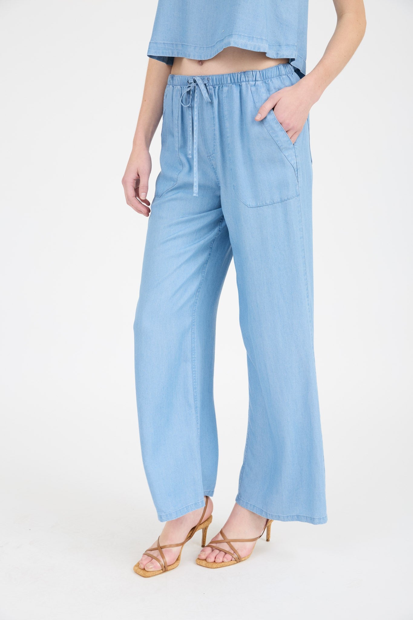 Drawstring Chambray Pants