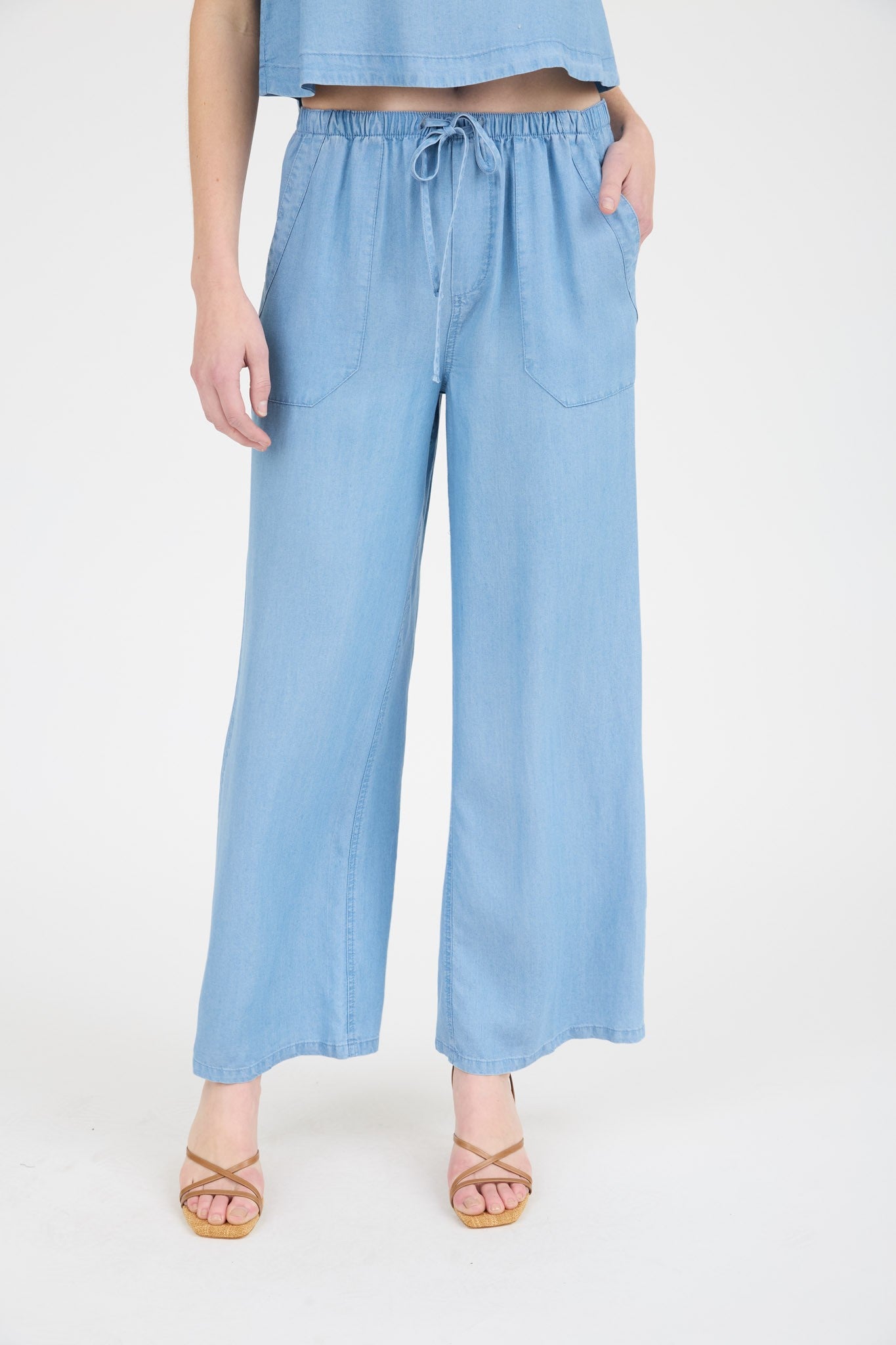 Drawstring Chambray Pants