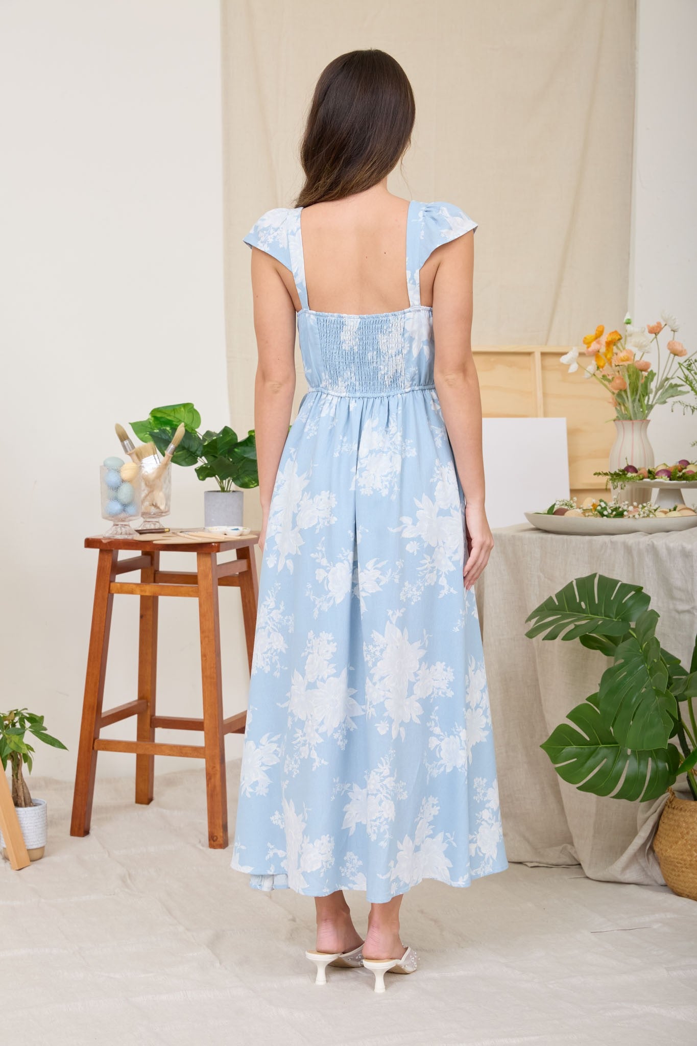 Chambray Floral Midi