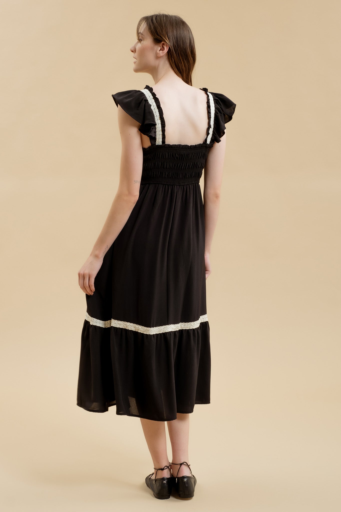 Crochet Lined Smocked Maxi Dress