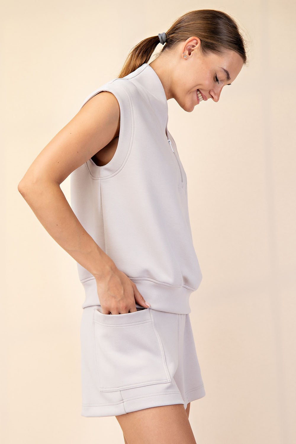 Scuba Zip Sleeveless Top
