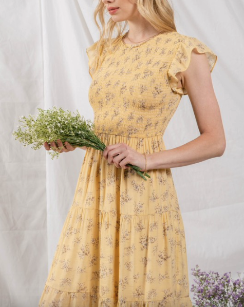 Smocked Spring Printed Dress