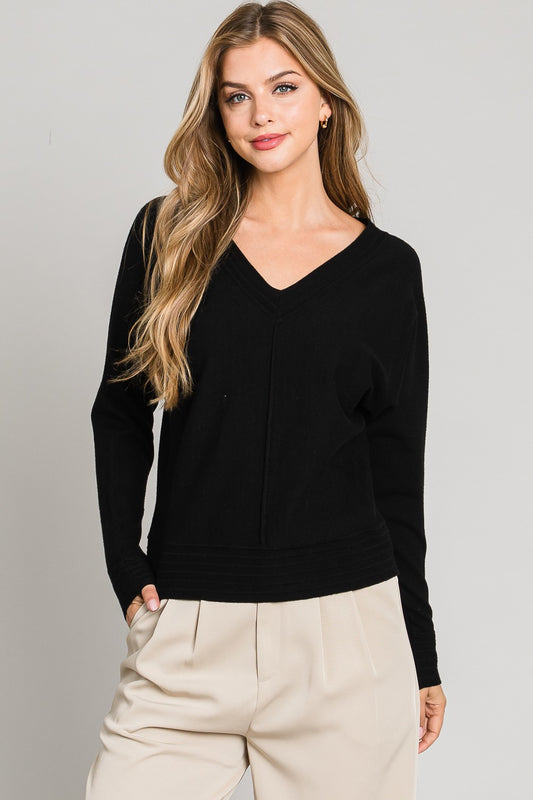 V Neck Center Seam Sweater