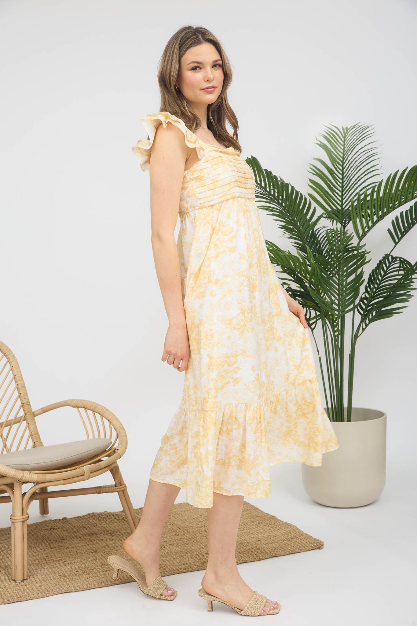 Floral Pleated Midi Dress