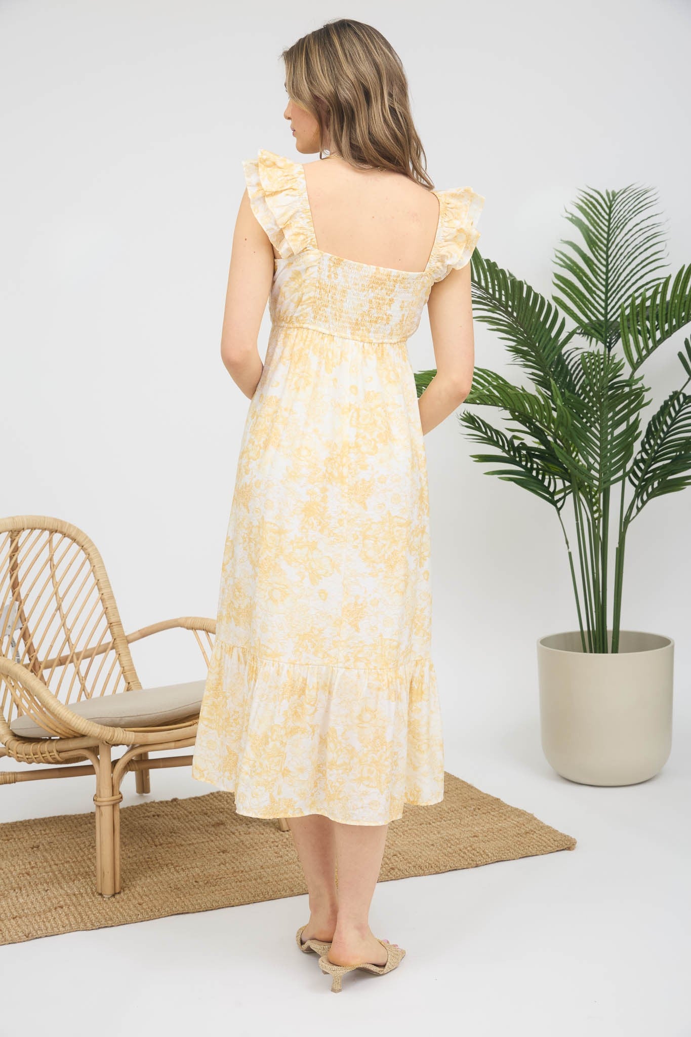 Floral Pleated Midi Dress