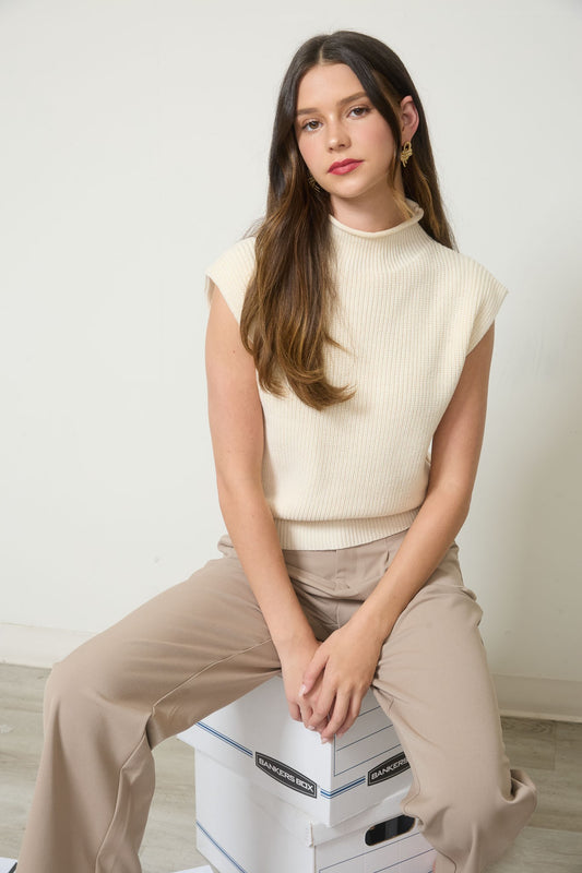 Short Sleeve Mock Sweater