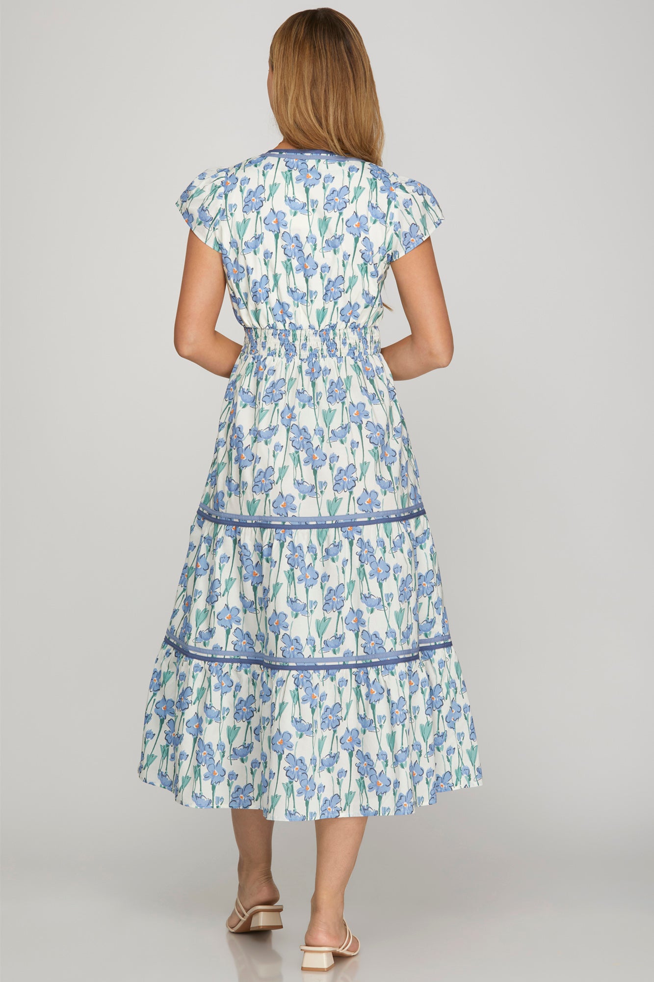 Cap Sleeve Floral Maxi Dress