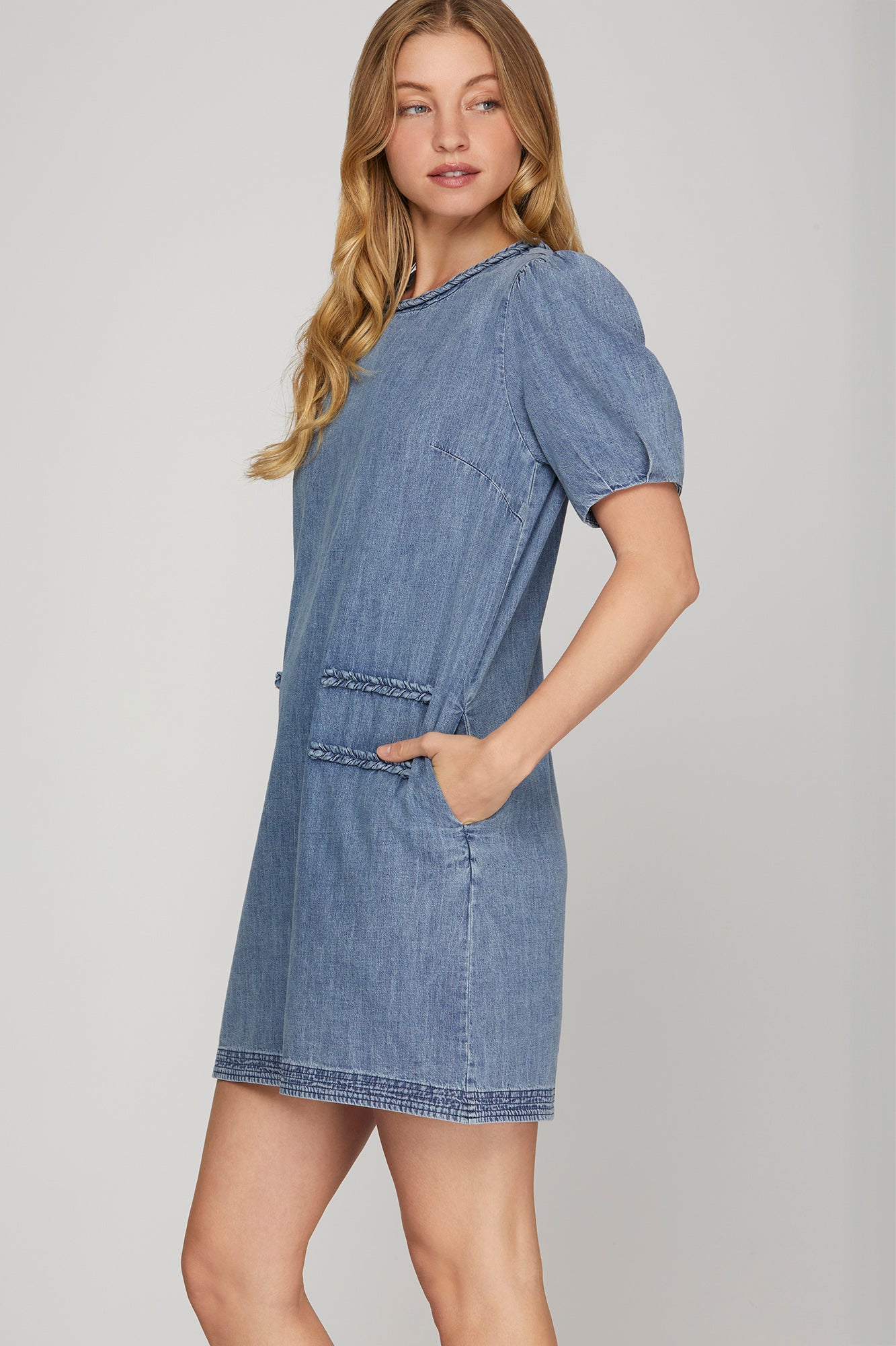 Washed Denim Mini Dress