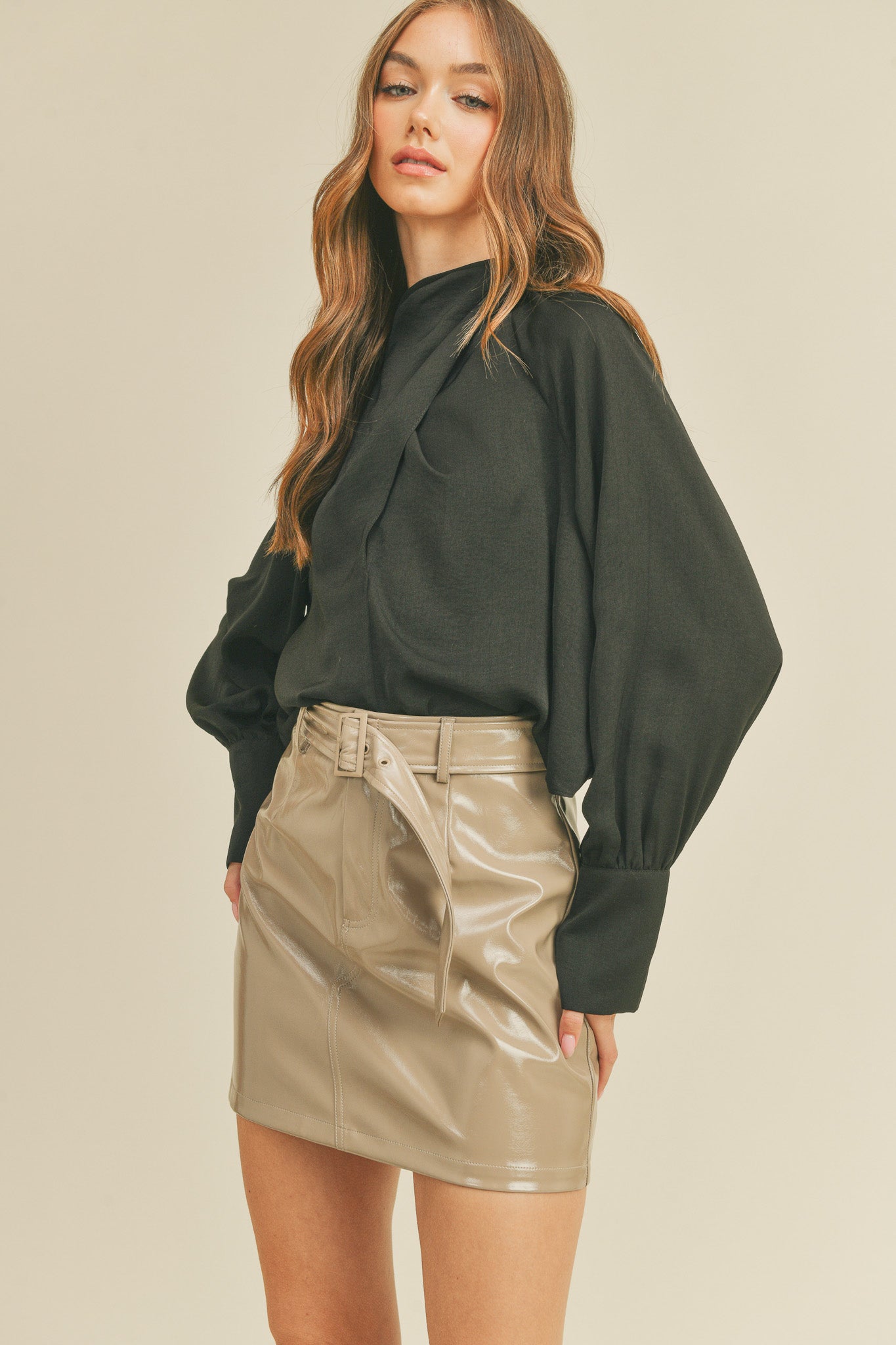 Chic Wrap Neck Blouse