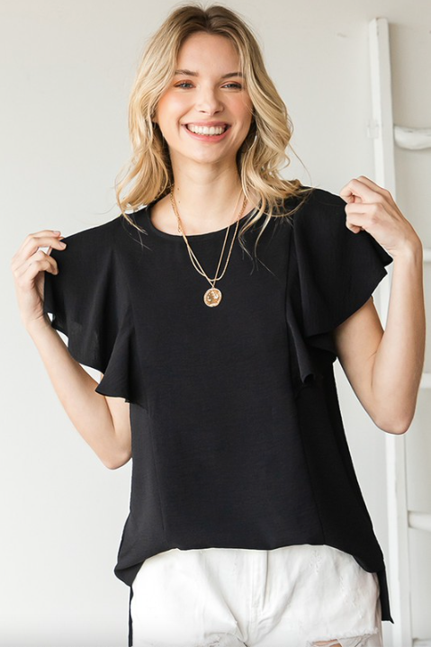 Black Ruffle Blouse